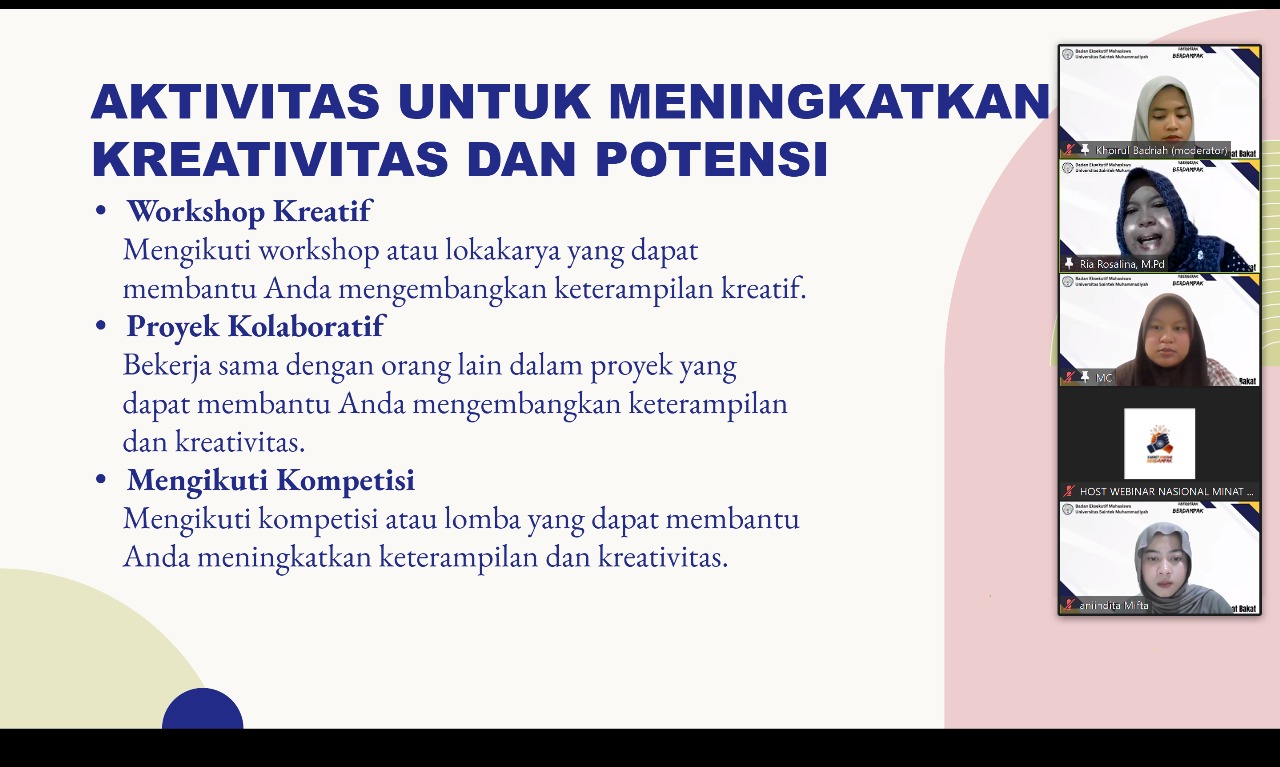 Bangkitkan Minat dan Bakat, BEM USM Dorong Mahasiswa Eksplorasi Diri Lewat Webinar Nasional